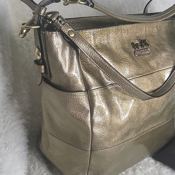 COACH | Metallic Gold TRIBECA Tote Bag w/Shoulder  Strap - Picture 3 of 13